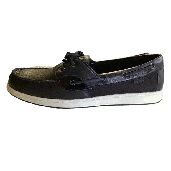 Sperry Coastfish 2Eye Leather Women 11M Lace Up Boat Shoes Black NEW - Picture 7 of 8
